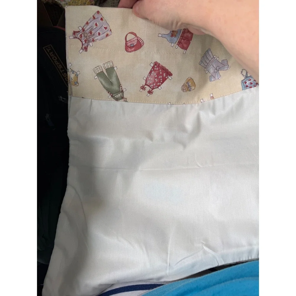 Paper Doll Print 2 Window Valances52x17 Cream Excellent Lined‎ USA